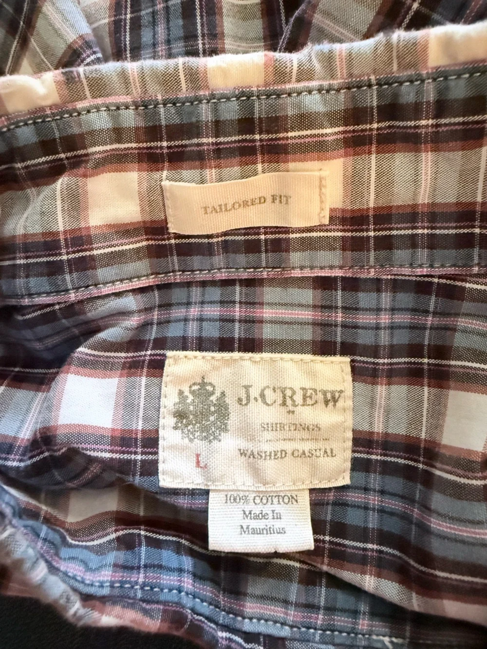 J. Crew Tailored Fit Multicolored Plaid Button-Down Long Sleeve Shirt Size Large